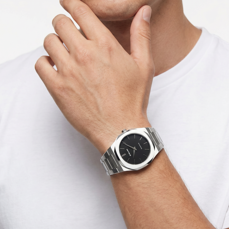 Men Ultra Thin Silver Watch