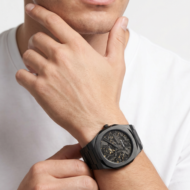 Men Ultra Thin Black Watch