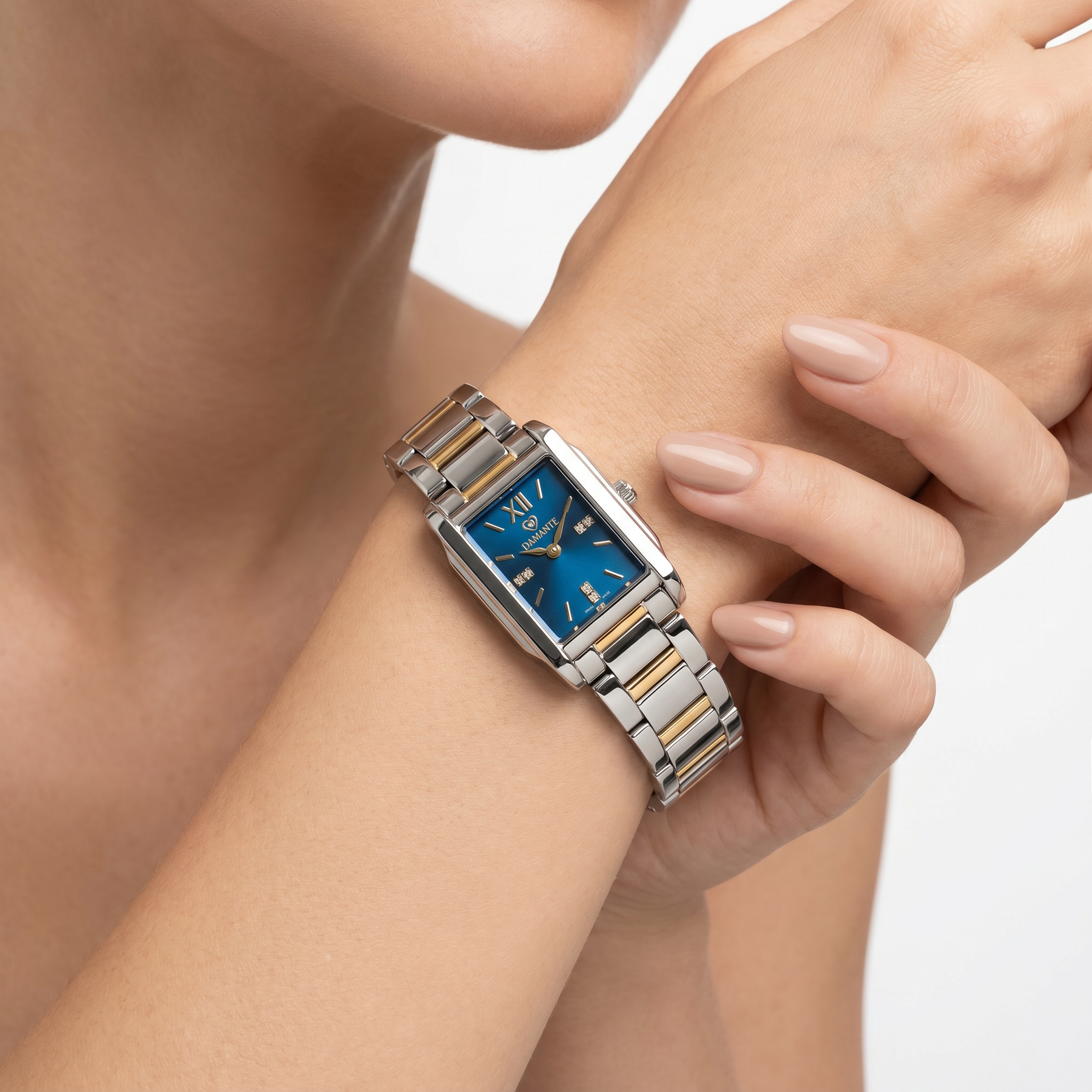 Women Square Two Tone Watch