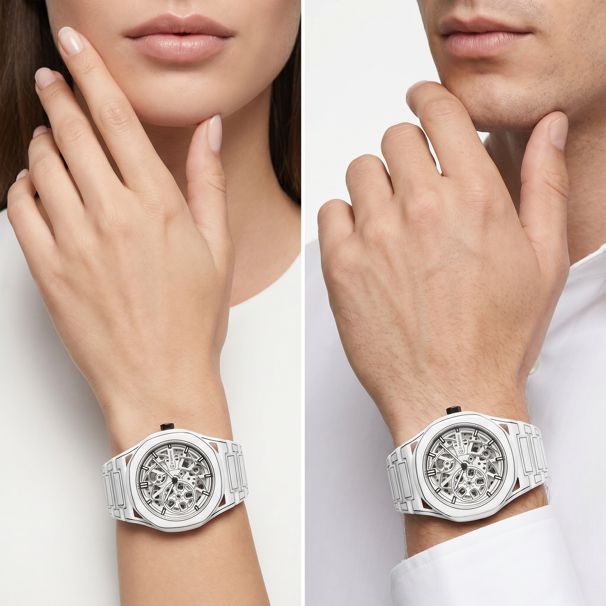 Unisex White Sketch Watch