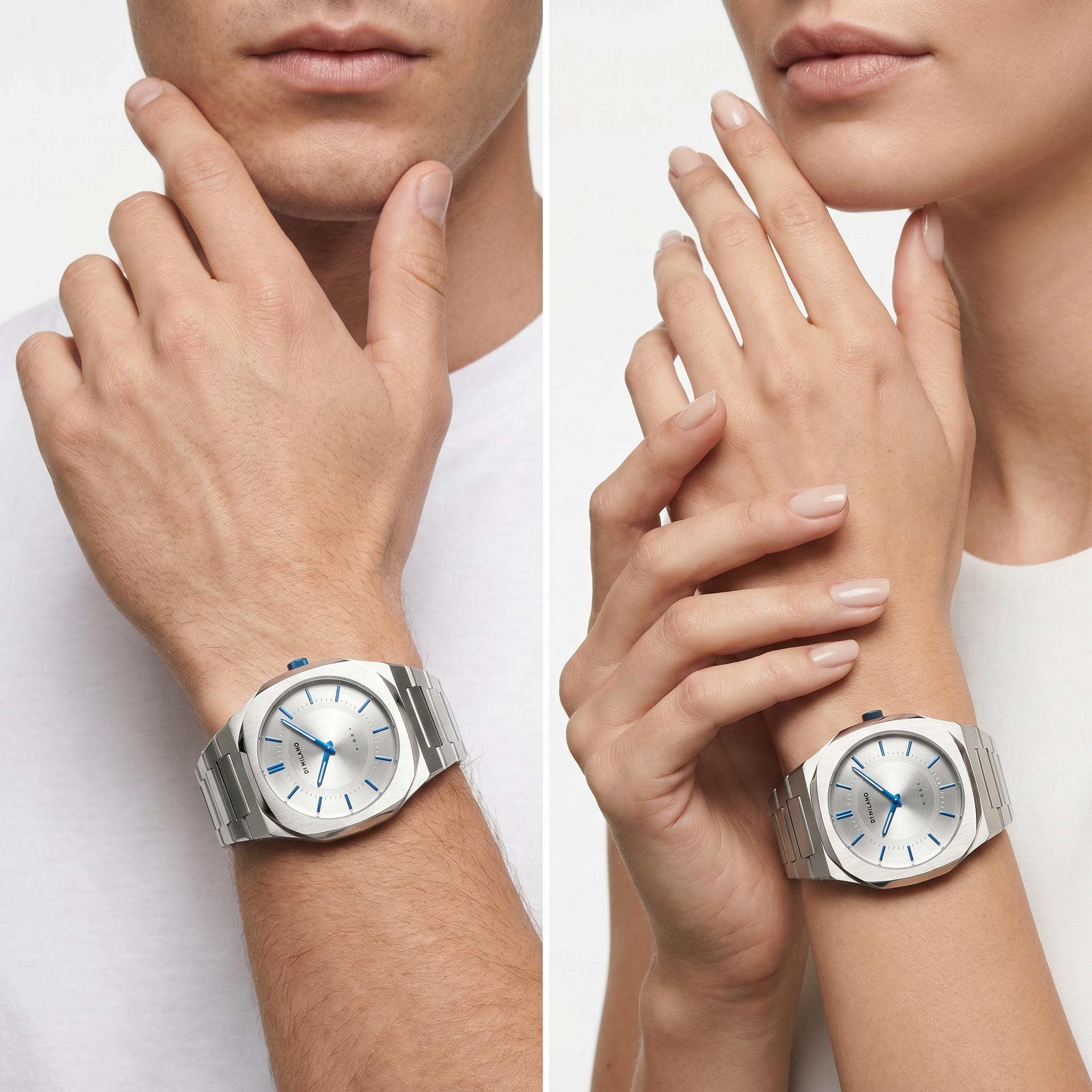 Unisex Square Silver Watch