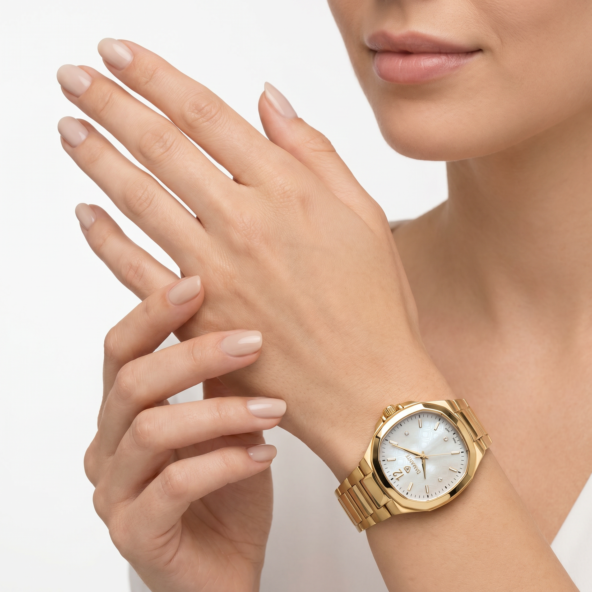 Women Faceted Gold Watch