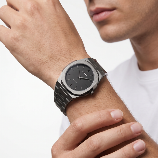 Men Ultra Thin Gun Metal Watch