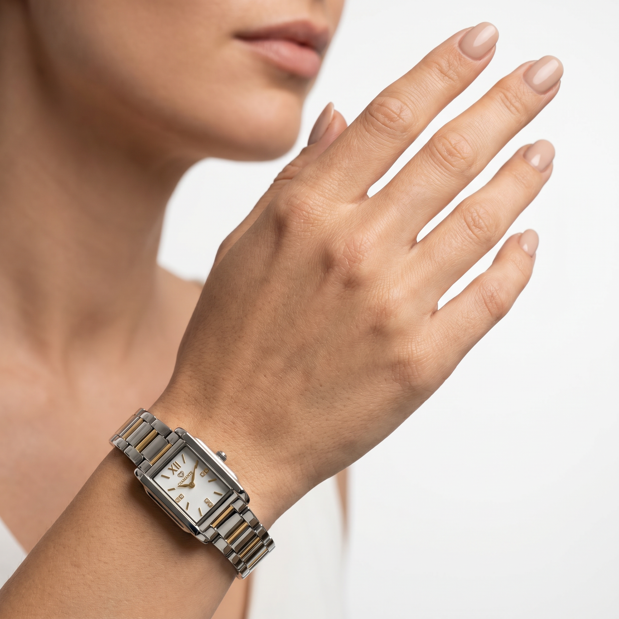 Women Square Two Tone Watch