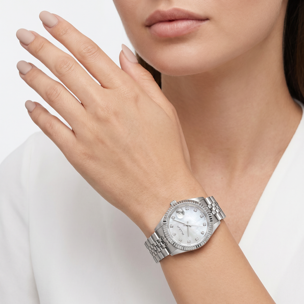 Women White Silver Watch
