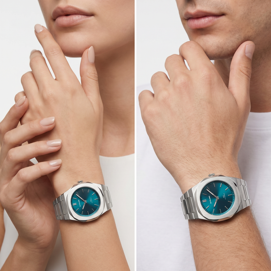 Unisex Groovy Green Silver Watch