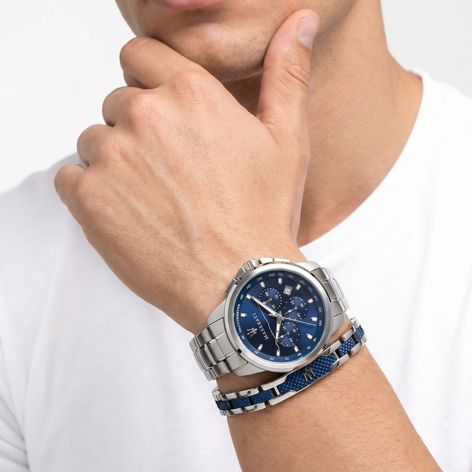 Men Successo Silver Watch Set