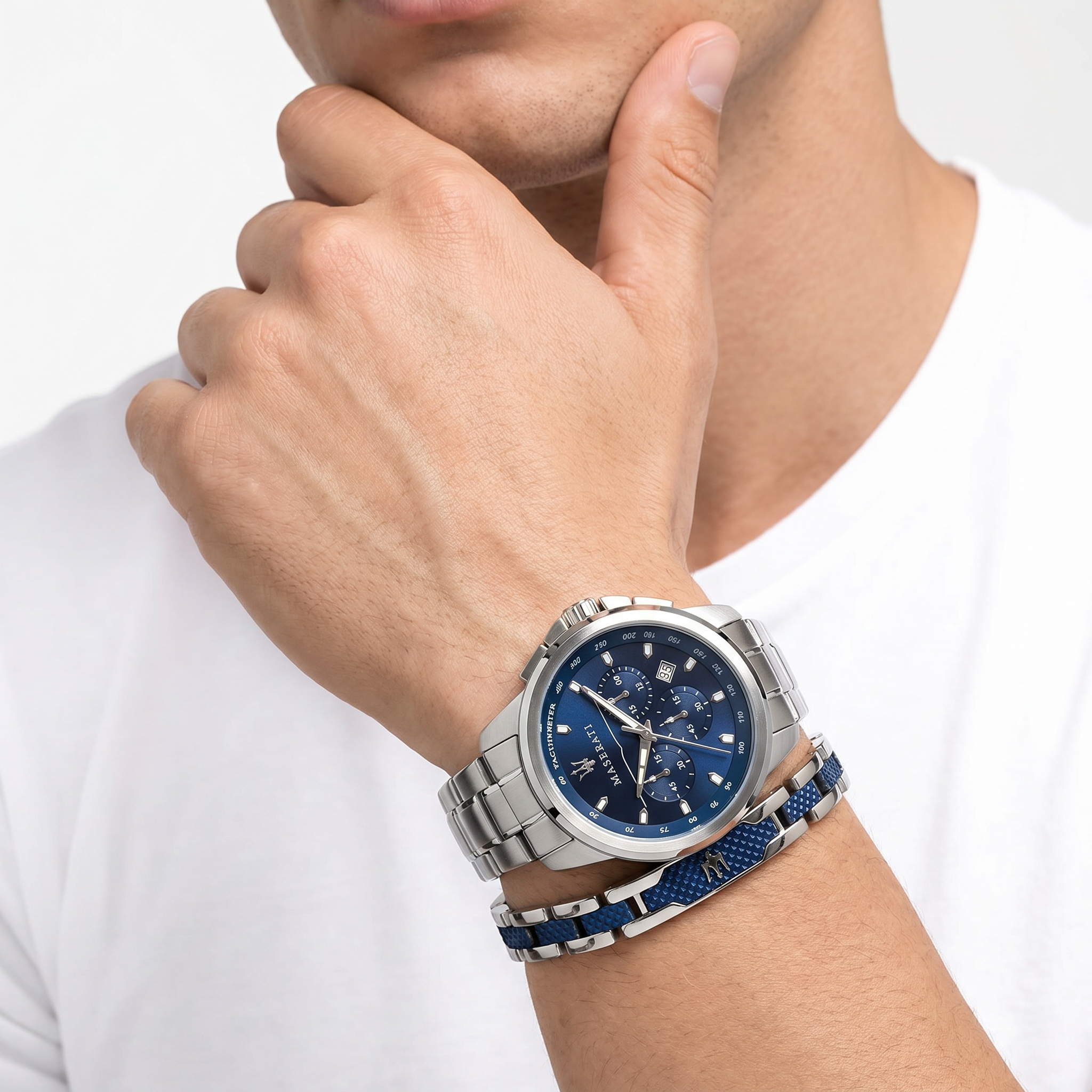 Men Successo Silver Watch Set