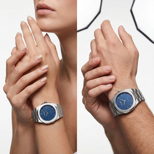 Unisex Ultra Thin Blue Watch