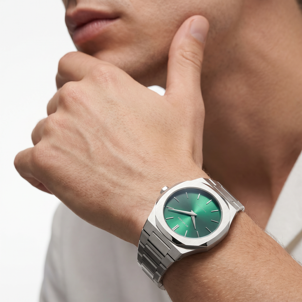 Men Ultra Thin Green Watch