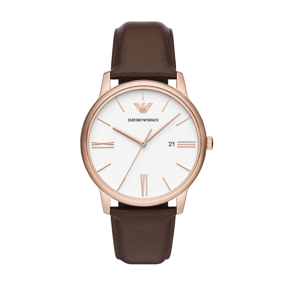 Men Minimalist Brown 42mm Watch