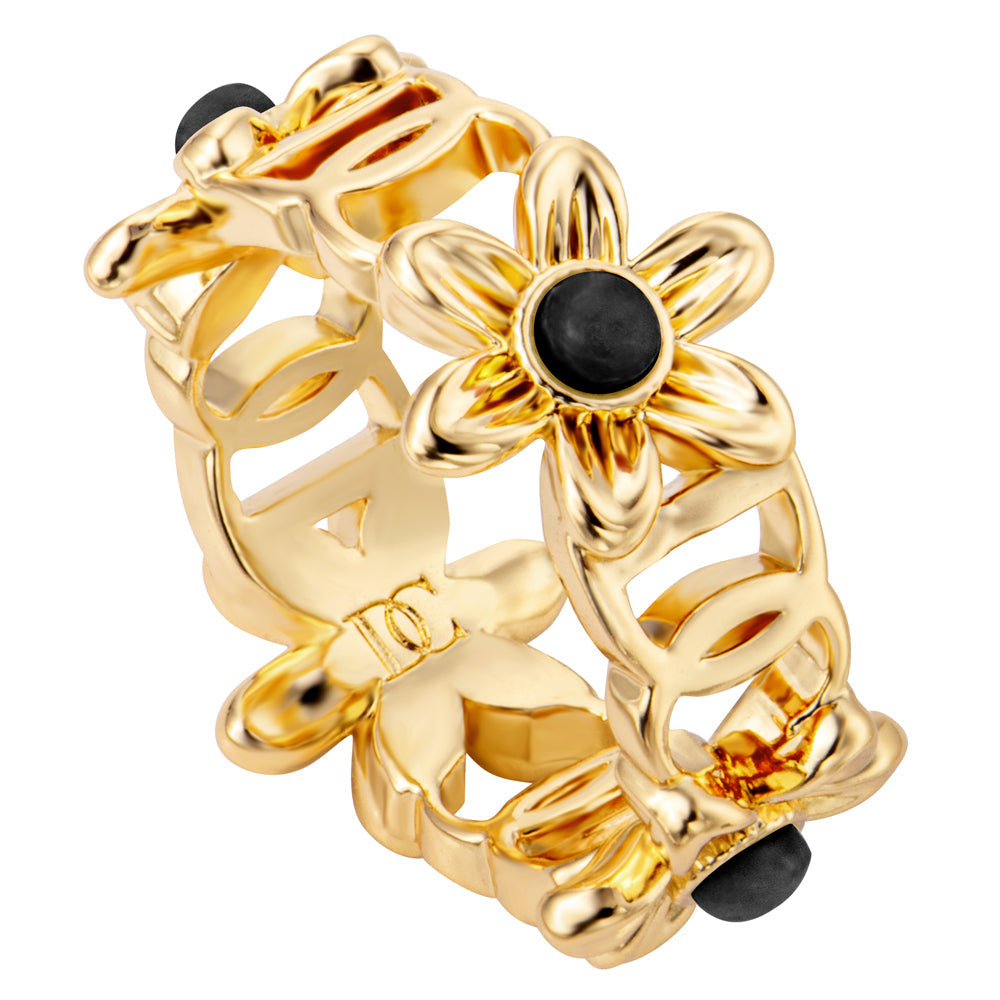 Women Viola Gold & Black Ring