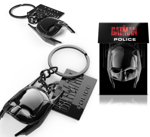 Moulded Batman Mask With Logo Keychain