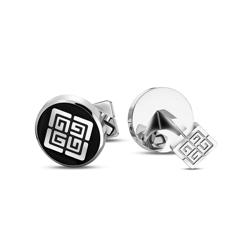 Charlie Stainless Steel And Black Cufflinks